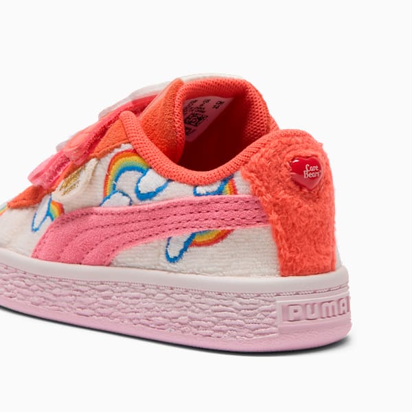 PUMA x CARE BEARS x SESAME STREET Basket Toddlers' "Elmo Cheer" Easy On Sneakers, Frosted Ivory-Red Glamour-Pearl Pink, extralarge
